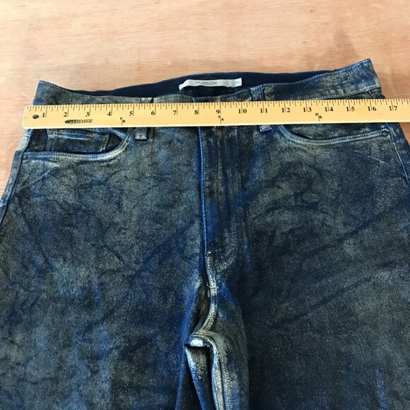 Hudson Barbara Jeans Women 34 Blue Ombre Foil Flared Wide Leg High Rise 16624 - Picture 10 of 14